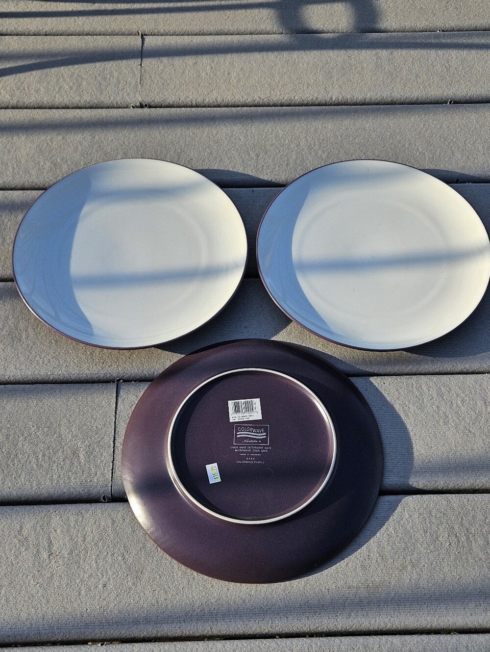 Set of 3 Noritake Colorwave Purple Dinner Plates Coupe 10.75" Stoneware 8486
